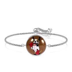 Personalisiertes Armband mit Hundeboxer, Einstellbar, Edelstahl Glas, Künstlicher Quarz. von JARARINGO