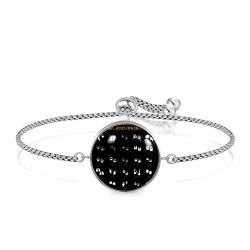Personalisiertes Armband mit Tierspur, schwarzer Hintergrund, Einstellbar, Edelstahl Glas, Künstlicher Quarz. von JARARINGO