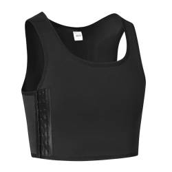 JARAZIN Brustbinder für Damen, Transgender, Tomboy, FTM, Binder, Trans verstellbarer Haken, atmungsaktiv, halber BH, Tanktop, Schwarz, XX-Large von JARAZIN