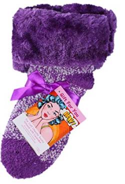 JARSEEN Kuschelsocken Lavendel Aroma Weiche Bequeme Warme Flauschige Haussocken Stoppersocken mit ABS Antirutsch Weihnachtskarte Valentinstag Geschen Damen (Violett, 36-42) von JARSEEN