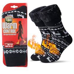 JARSEEN Warme Winter Thermosocken mit Vollplüsch und Wolle Dicke Weiche Stiefel Socken Damen Herren (39-45, Schwarz Hirsch) von JARSEEN