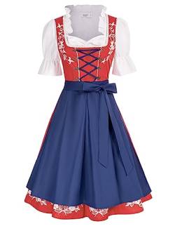 JASAMBAC 3-teiliges Oktoberfest Dirndlkleid Schwarz Blau Karneval Marineblau 2XL von JASAMBAC