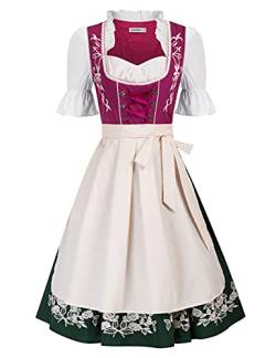 JASAMBAC Damen, Dirndl, 3-teiliges Trachtenkleid für Oktoberfest, Karneval von JASAMBAC