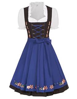 JASAMBAC Damen, Dirndl, 3-teiliges Trachtenkleid für Oktoberfest, Karneval von JASAMBAC