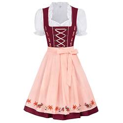 JASAMBAC Damen, Dirndl, 3-teiliges Trachtenkleid für Oktoberfest, Karneval von JASAMBAC