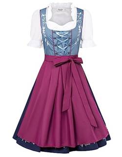 JASAMBAC Damen Dirndl-Kostüme, 3-teilig, für Oktoberfest, Karneval, Dunkelblau, L von JASAMBAC