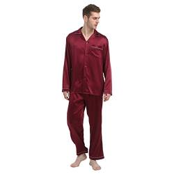 Jasmine Silk Herren aus reiner Seide Schlafanzug Sets Burgund Extra Large von JASMINE SILK