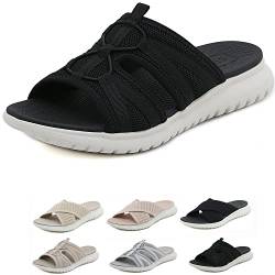 Heccie Orthopädische Sandalen Stretch, Damen Leichte bequeme Plantarfasziitis-Bogenunterstützung, modische orthopädische Keilrutschen (35,B Schwarz) von JASUBAI