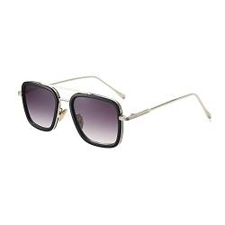 JATUKE Sonnenbrille Retro Square Sonnenbrille für Männerfrauensonnenbrille mit verblassten flachen Linsen mit Metallrahmen von JATUKE