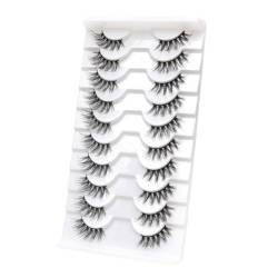 10 Paare Falsche Wimpern, 3D Künstliche Wimpern Natürlich Look Wimpern Fake Curly Wimpern Extensions Künstliche Cluster Lashes Wiederverwendbare flauschige Wimpern DIY Wimpernverlängerung von JAWSEU