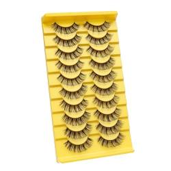 10 paare Cat Eye Falsche Wimpern Künstliche Natürliche Look Russian Strip Lashes D Curl Cateye Fake Lashes 3D Natural False Eyelashes Fluffy Katzenauge Hybrid Wispy Volumen Wimpernverlängerung von JAWSEU