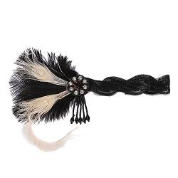 1920er Jahre Flapper Kristall Stirnband, Vintage Haarbänder Gatsby-Kopfschmuck, Feder-Stirnband, 1920er-Jahre, Haarschmuck für Cocktail von JAWSEU