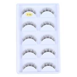 5 Paare Falsche Wimpern, Künstliche Wimpern Set Wiederverwendbare natürliche Wimpern Fake Wimpern Extensions Künstliche Cluster Lashes Weiche flauschige Wimpern DIY Wimpernverlängerung Cosplay von JAWSEU