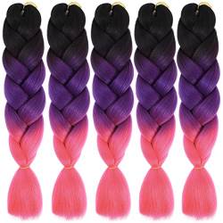 Braid Extensions Flechten Haare, 5 Packs Jumbo Flechten Hair Extensions Colorful Kunsthaar, Kunsthaar zum Crochet Twist Flechten Haar, 60cm/24inch von JAWSEU