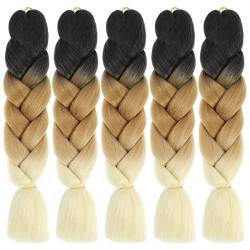 Braid Extensions Flechten Haare, 5 Packs Jumbo Flechten Hair Extensions Colorful Kunsthaar, Kunsthaar zum Crochet Twist Flechten Haar, 60cm/24inch von JAWSEU