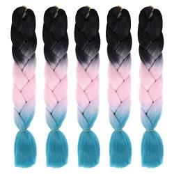 Braid Extensions Flechten Haare, 5 Packs Jumbo Flechten Hair Extensions Colorful Kunsthaar, Kunsthaar zum Crochet Twist Flechten Haar, 60cm/24inch von JAWSEU