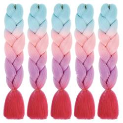 Braiding Hair Extensions 5 Packs Colorful Synthetic Kanekalon Hair, Jumbo Geflechte Kunsthaar zum Crochet Twist Flechten Haar, 60cm/24inch von JAWSEU