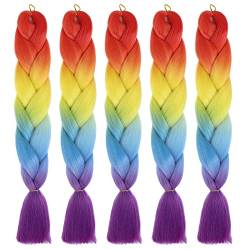 Braiding Hair Extensions 5 Packs Colorful Synthetic Kanekalon Hair, Jumbo Geflechte Kunsthaar zum Crochet Twist Flechten Haar, 60cm/24inch von JAWSEU