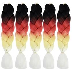 Braiding Hair Extensions 5 Packs Colorful Synthetic Kanekalon Hair, Jumbo Geflechte Kunsthaar zum Crochet Twist Flechten Haar, 60cm/24inch von JAWSEU