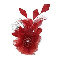 Brosche Feder Blumen, Feder Hut Clip Feder Haarspange Floral Brosche Feder Corsage Haar Kopf Clip Haarschmuck Feder Blumen Brosche Dekorative für Tee Party Hochzeiten von JAWSEU