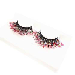 Farbige Falsche Wimpern, 5D falsche Wimpern Künstliche Wimpern Handgefertigte Dramatische Natürlich Farbig Fake Lashes Flauschiges Volumen Dicke Colored Fake Wimpern Set für Make-up Cosplay von JAWSEU