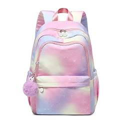 Schultaschen Mädchen Rucksack Regenbogen Glitzer Rucksack, Bunte Schulrucksack Damen Rucksack Lässiger Tagesrucksack für Schule Reise Arbeit von JAWSEU