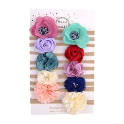 Stirnband Baby Mädchen, 10 Stück Baby Nylon Stirnband mit Blumen, Mode Haarschmuck Headband Hairband Neugeborene Fotografie Dekoration für Kleinkind Baby Mädchen von JAWSEU