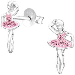 JAYARE Kinder Ohrringe Mädchen Ballerina Ohrstecker Silber 925 Sterling Ballett-Tänzerin Stecker rosa pink von JAYARE