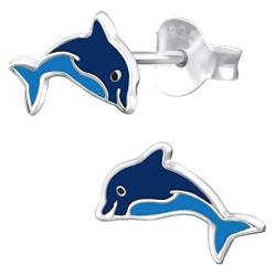 JAYARE Kinder Ohrringe Mädchen Delfin Ohrstecker Silber 925 Fisch Stecker Geschenke für Mädchen im Geschenketui von JAYARE