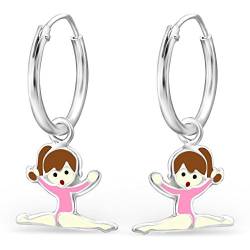 JAYARE Ohrringe Mädchen Ballerina Ballet Tänzerin 925 Sterling Silber rosa-pink Kinder Creolen von JAYARE