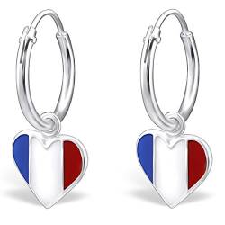 JAYARE Ohrringe Mädchen Fahnen Flaggen Frankreich France 925 Sterling Silber bunt Kinder Creolen von JAYARE