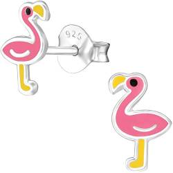 JAYARE Ohrringe Mädchen Flamingo 925 Sterling Silber rosa-pink 10 x 5 mm Ohrstecker Kinder Kinderohrringe Mädchenohrstecker von JAYARE