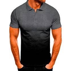 T-Shirts für Herren, lässiges Sport-T-Shirt, Revers 3D-Farbverlauf, Sommer, kurzärmelig, Activewear, Hemden & Tees, normale Passform, Blusen, dunkelgrau, XL von JAYYOU