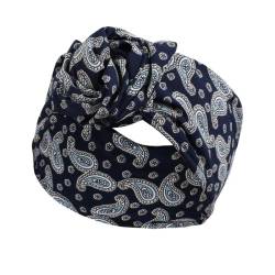 Bedrucktes Haarband, Yoga-Stirnband, schweißabsorbierender Damen-Schal mit breiter Krempe, Kopfschmuck, Damenmode, Haarschal, 13 Amoeba Navy Blue von JAZIEL