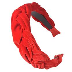 Geflochtenes Stirnband einfarbig verdreht breites Stirnband Mädchen Stirnband Zubehör Damen einfarbig Winter Stirnband rot 2 von JAZIEL