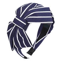 Plaid Bow Knot Wide Stirnband Damen Stirnbänder Mode Stirnband Lünette Kopfbedeckung,Marineblau Breit Gestreift,Einheitsgröße von JAZIEL