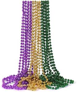 JBINNG 12 Stück Karneval-Perlen, runde Metallic-Farben in Gold, Grün, Lila, sortierte Perlen-Halskette, Kostüm-Halskette, Zubehör für Veranstaltungen und Partygeschenke von JBINNG