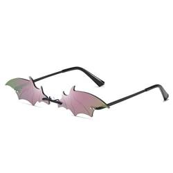 Personalisierte Fledermaus-Sonnenbrille für Herren und Damen, trendig, bunte Straßen-Schnaps-Sonnenbrille, schwarz/violett von JBINNG