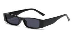 Sonnenbrille für Damen und Herren, Retro-Stil, kleiner Rahmen, trendig, rechteckig, Schwarz von JBINNG