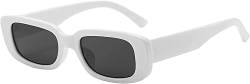 JBINNGROUSE Retro Small Frame Sonnenbrille Männer Und Frauen Trendige Rechteckige Sonnenbrille Cross-Border All-Match Sonnenbrille (White) von JBINNGROUSE