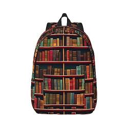 JBYJBX Bookstore bedruckter Reise-Rucksack aus Segeltuch – stilvoller lässiger Rucksack für Männer und Frauen, Arbeit, Sport, schwarz / weiß, M von JBYJBX