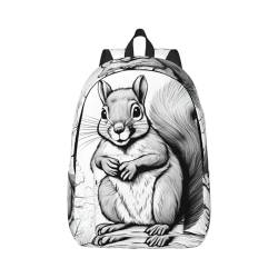 JBYJBX Reisetasche aus Segeltuch mit Cartoon-Eichhörnchen-Druck, eleganter lässiger Rucksack für Männer und Frauen, Arbeit, Sport, schwarz, M von JBYJBX