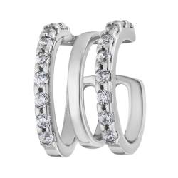 JC Jeweller Carat Mono Manschetten Cuff Ohrring 925 Silber rhodiniert Damen mit Geschenkbox (Zirkon) von JC JEWELLER CARAT