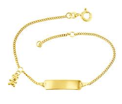 JC Schmuck 585 Gold Baby ID-Armband Kinder Goldarmband 14 cm mit Bär I Panzer-Armband mit Gravur I Gold Namensarmband I Babyarmband mit Namen I Kinderschmuck made in Germany I 5.56049-1 von JC Trauringe