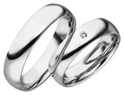 JC Trauringe 2 x Eheringe 925 Silber PAARPREIS inkl. Diamant und Gravur Ehe-ringe Verlobungs-ringe Brillant Heiraten Wedding Rings Partnerringe Platin Gold Weißgold S070 von JC Trauringe