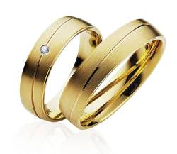 JC Trauringe 2x Eheringe 925 Silber Gold Plattiert PAARPREIS inkl. Diamant und Gravur Ehe-ringe Verlobungs-ringe Brillant Heiraten Wedding Rings Partnerringe Platin Gold Gelbgold P902 von JC Trauringe