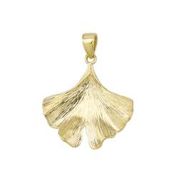 JC Trauringe Gold Anhänger Ginkgo Blatt in Echt 585 Gold klassische, schlichte Goldanhänger Goldschmuck Damen Schmuck in Gelbgold Kettenanhänger inkl. Schmucketui 8599 von JC Trauringe