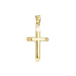 JC Trauringe Gold Anhänger Kreuz in Echt 585 Gold klassische, schlichte religiöse Goldkreuze Goldanhänger Goldschmuck Unisex Schmuck Kettenanhänger in Gelbgold inkl. Schmucketui 8563 von JC Trauringe