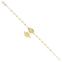 JC Trauringe Rosenkranz-Armband mit Mutter Maria in 585 Gold | 17 & 19 cm verstellbar I Kugel Armband mit Kreuz Goldarmband Ankerkette 8223 von JC Trauringe