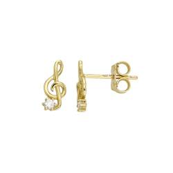 Ohrstecker Ohrringe Musik Note in Echt 585 Gold klassische, schlichte Ohrringe Ohrschmuck Musiknote Schmuck mit Zirkonia Steine Goldstecker in Gelbgold inkl. Schmucketui | JC Trauringe 8533 von JC Trauringe